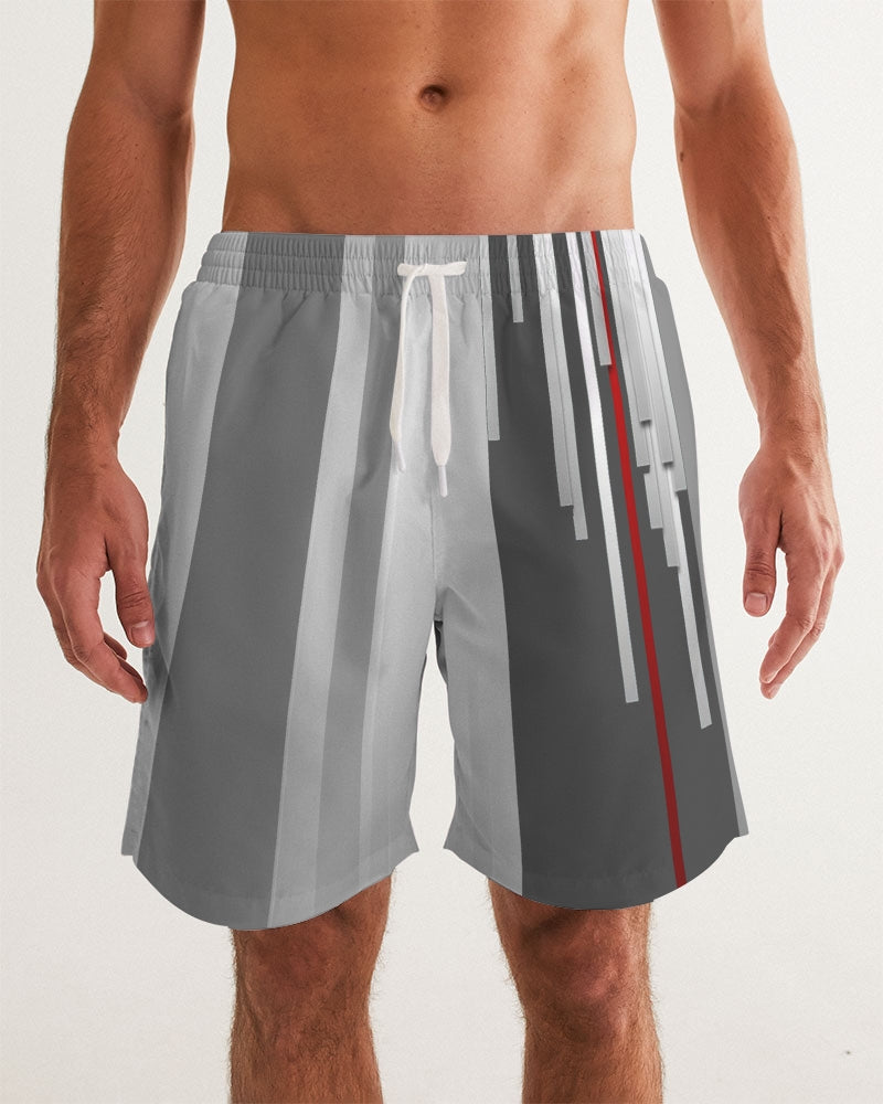 Blur Grey Lines Men's Swim Trunk-cloth-Digital Rawness