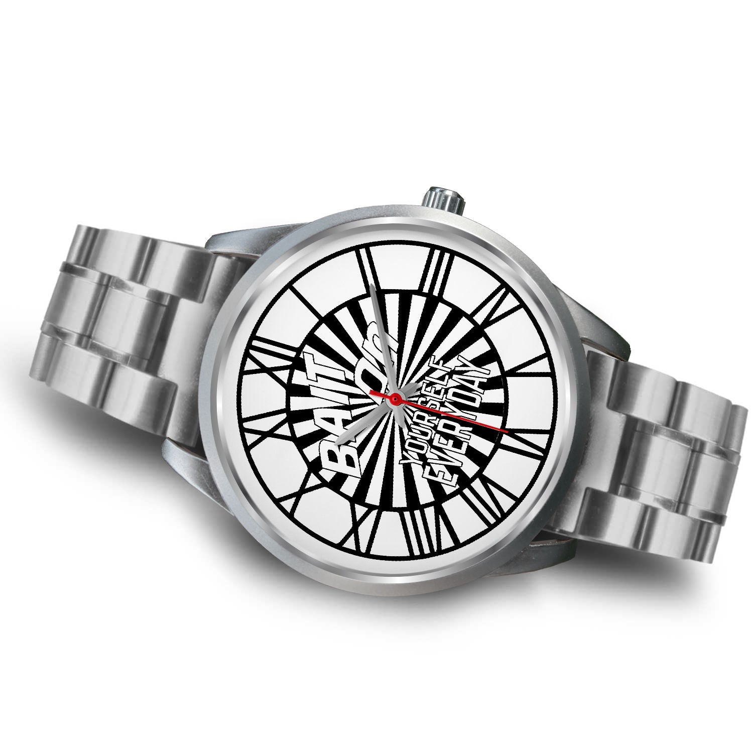 Bait on Yourself Everyday Graphic Unisex Silver Watch with Band Color Options-Silver Watch-Digital Rawness