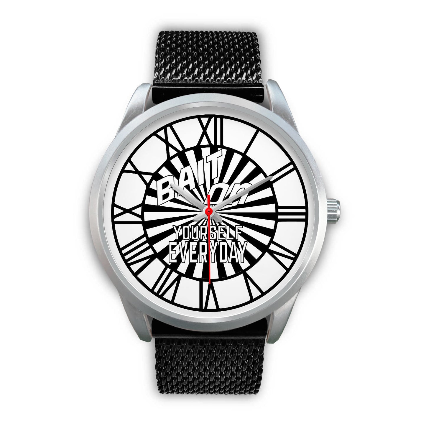 Bait on Yourself Everyday Graphic Unisex Silver Watch with Band Color Options-Silver Watch-Digital Rawness