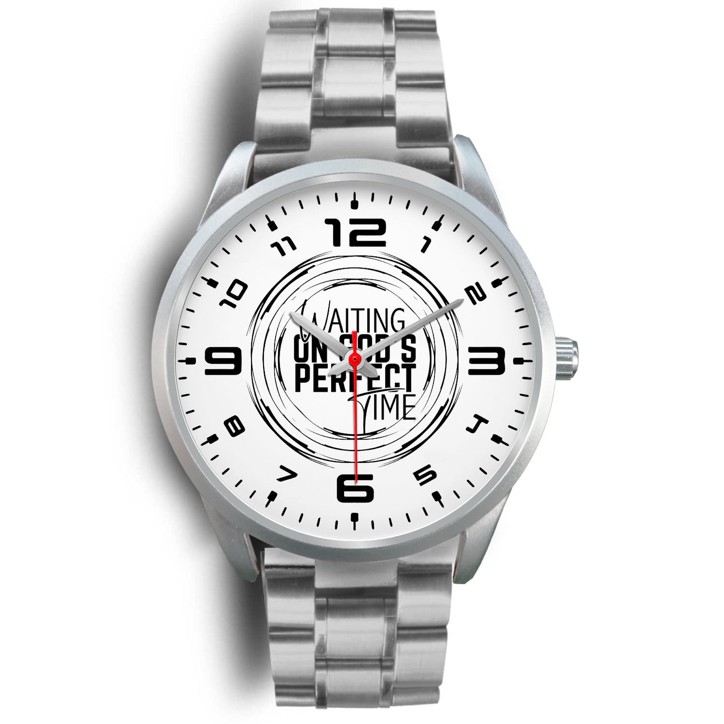 Waiting on God's Perfect Time Silver Watch Band Options-Silver Watch-Digital Rawness