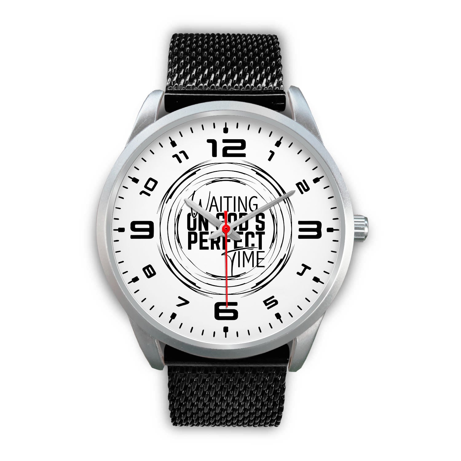 Waiting on God's Perfect Time Silver Watch Band Options-Silver Watch-Digital Rawness