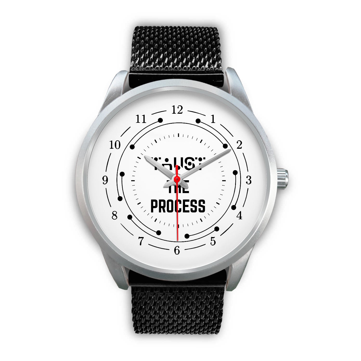 Trust The Process Black Watch Band Options-Silver Watch-Digital Rawness