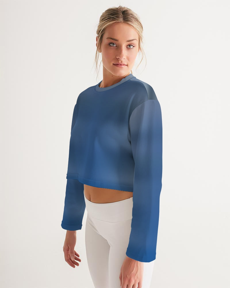 Blue Women's Cropped Sweatshirt-cloth-Digital Rawness