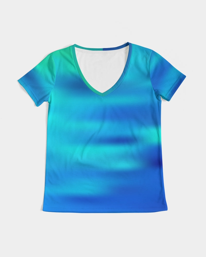 Light Blue Women's V Neck Shirt-cloth-Digital Rawness