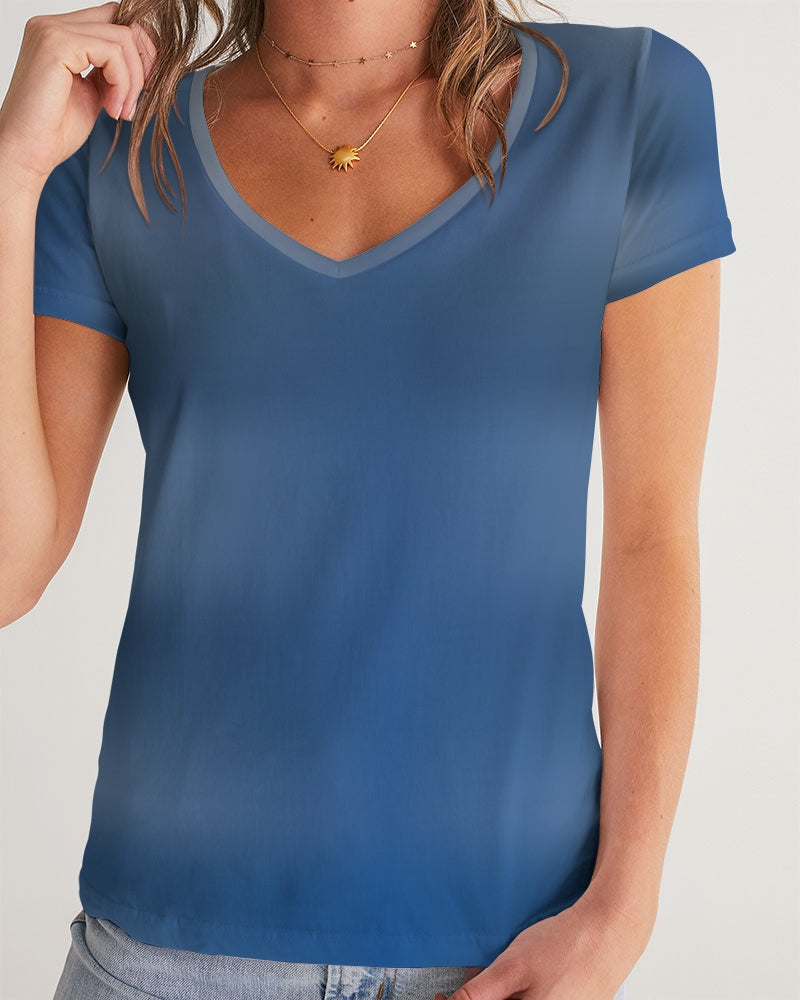 Shaded Blue Women's V Neck Shirt-cloth-Digital Rawness