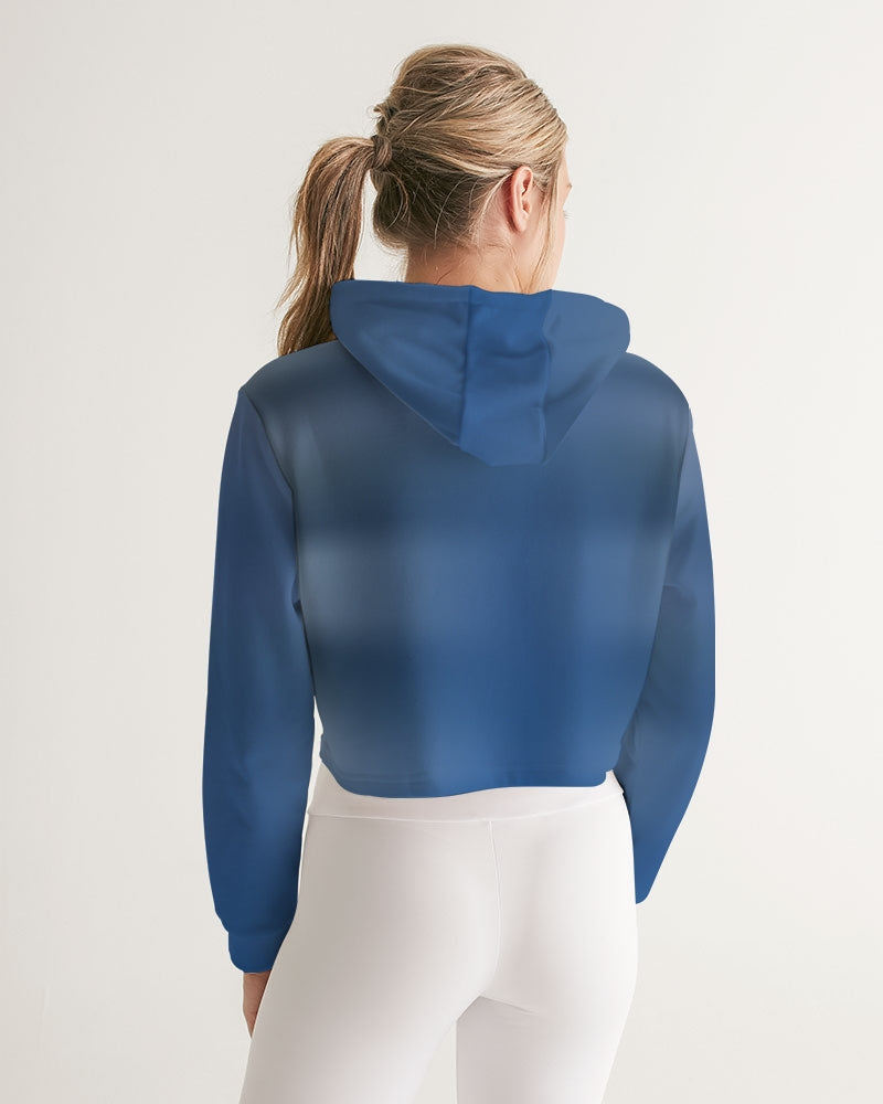 Shaded Blue Cropped Women's Hoodie-Digital Rawness