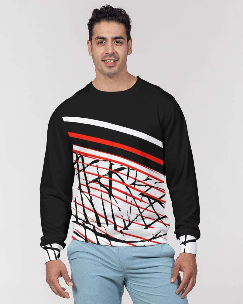 Striped Out Men's Classic French Terry Crewneck Sweater-cloth-Digital Rawness