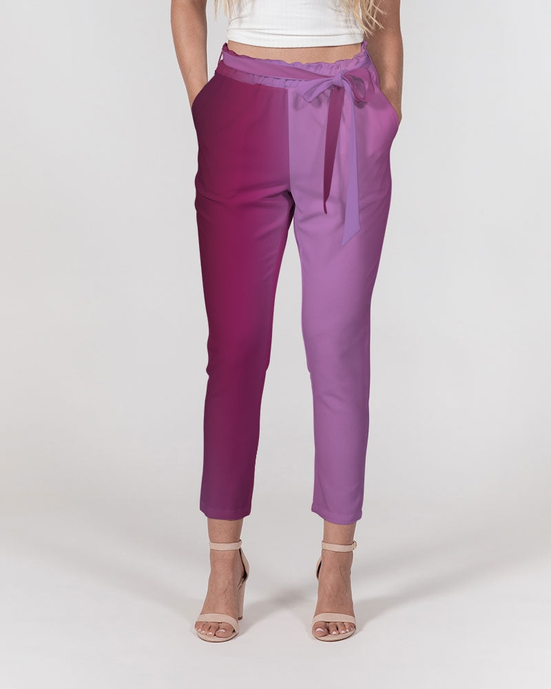 Plum Fade Women's Belted Tapered Pants-cloth-Digital Rawness