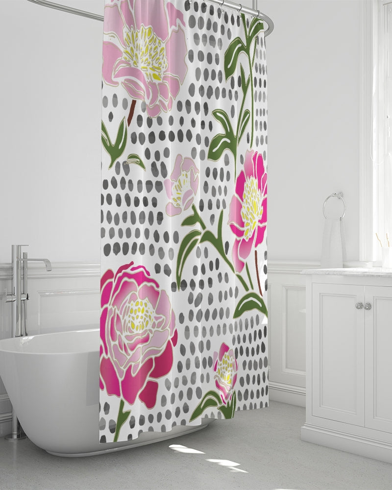 Flower & Dots Shower Curtain 72"x72"-home goods-Digital Rawness