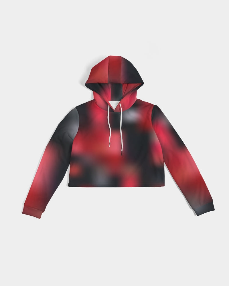 Cherry Red Women's Cropped Hoodie-cloth-Digital Rawness