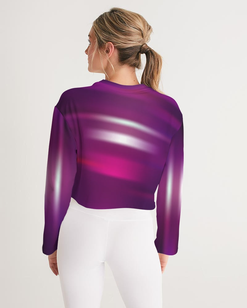 Purple Women's Cropped Sweatshirt-Backside-Digital Rawness