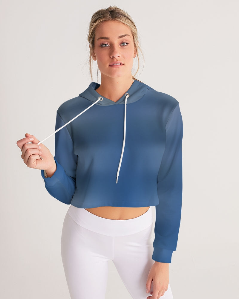 Shaded Blue Cropped Women's Hoodie-cloth-Digital Rawness