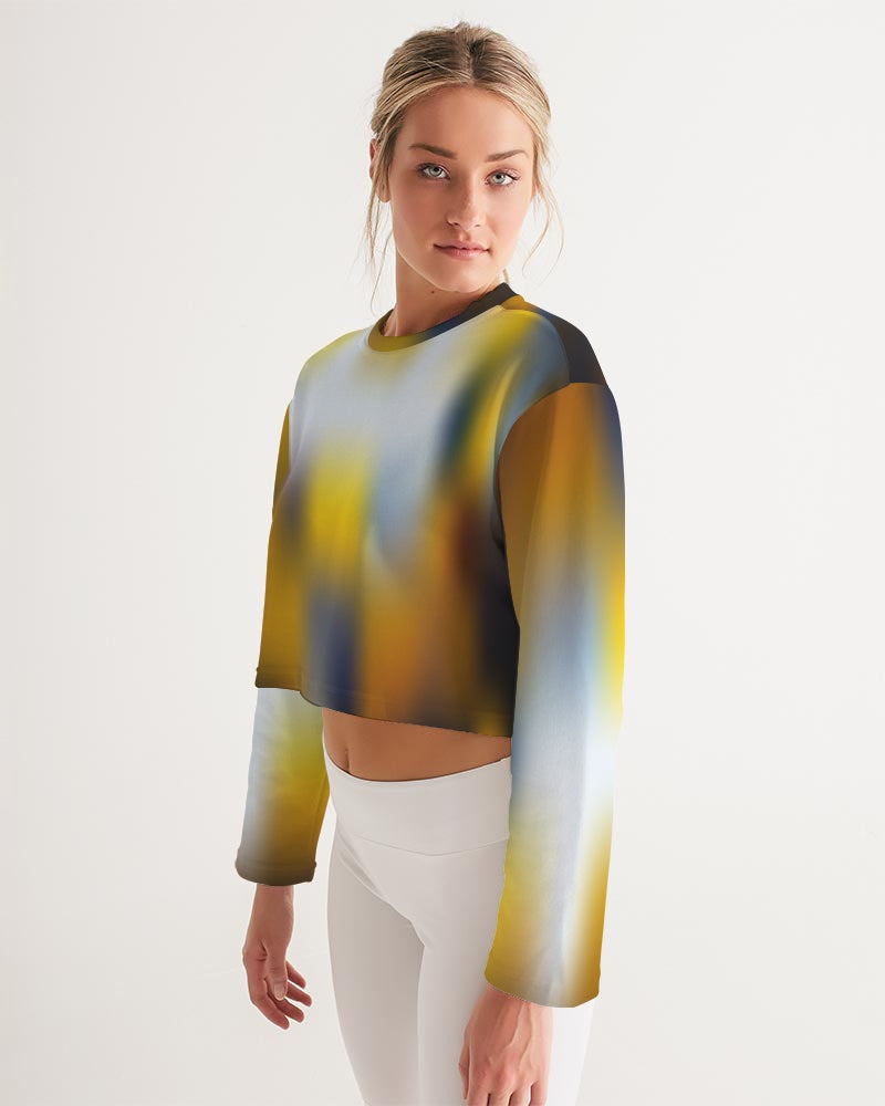 Women's Cropped Sweatshirt-Yellow-Digital Rawness