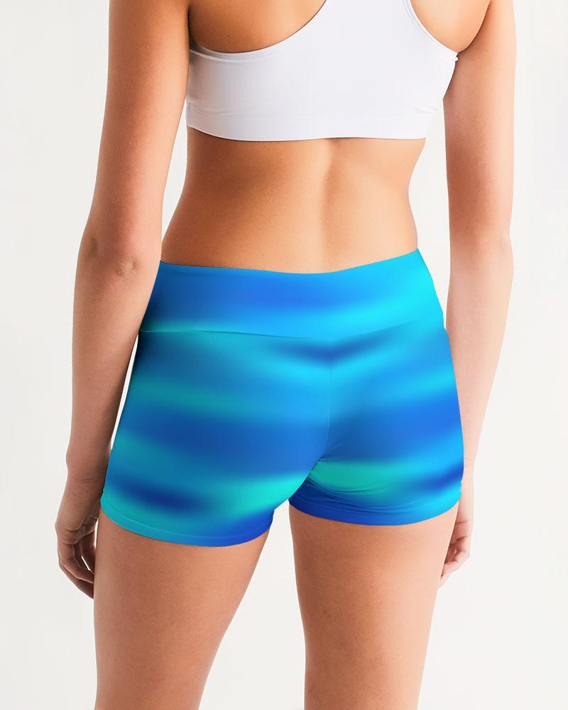 Ocean Shore Blues Women's Fitness Shorts Leggings-cloth-Digital Rawness