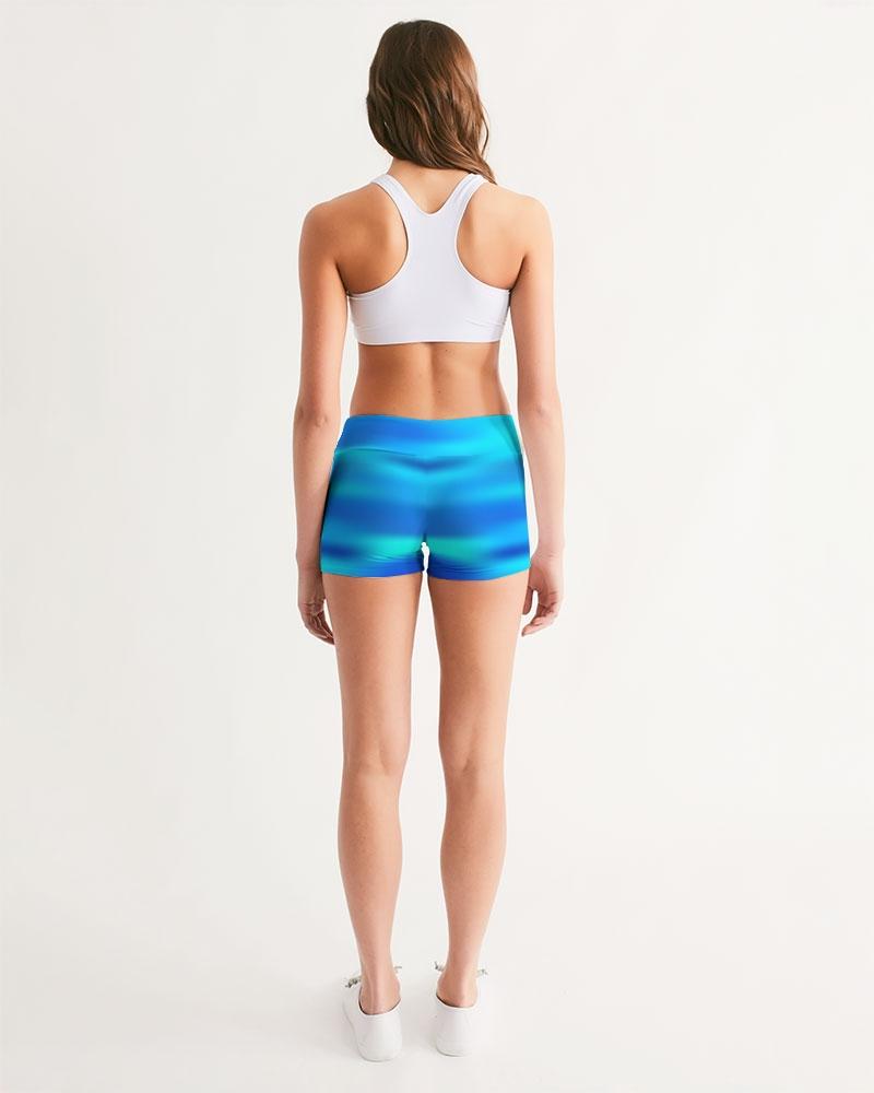 Ocean Shore Blues Women's Fitness Shorts Leggings-cloth-Digital Rawness