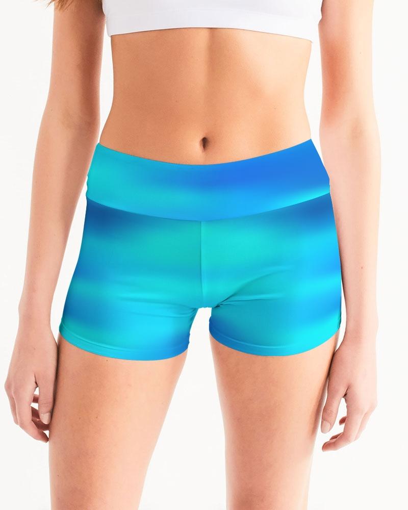 Ocean Shore Blues Women's Fitness Shorts Leggings-cloth-Digital Rawness