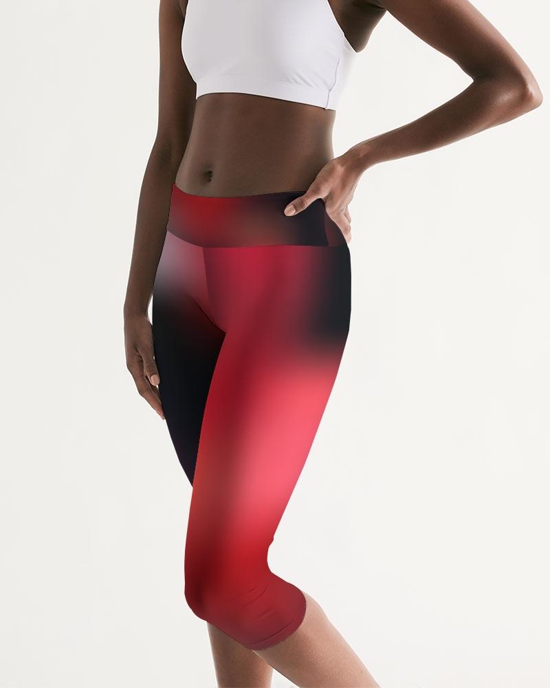 Cherry Bomb Puff Printed Mid-Rise Capri Leggings-cloth-Digital Rawness