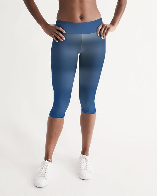 Shaded Blue Women's Fitness Capri Leggings-cloth-Digital Rawness
