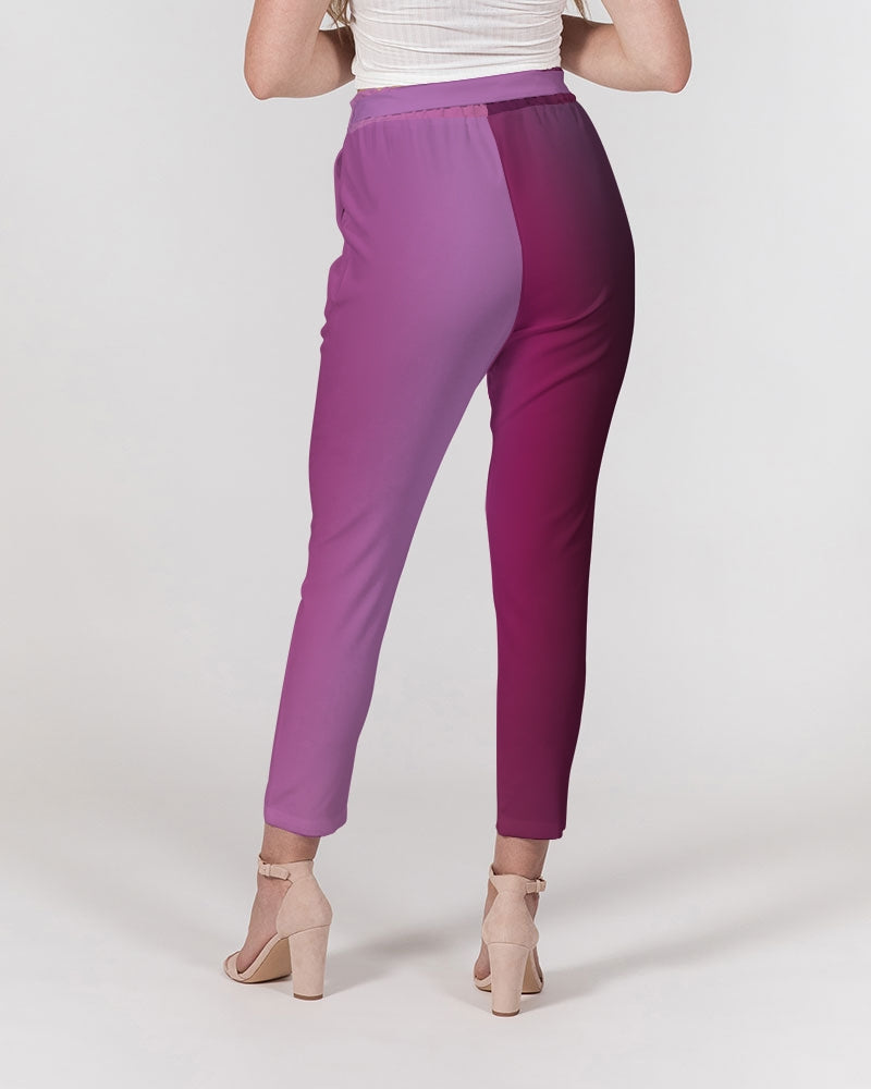 Plum Fade Women's Belted Tapered Pants-cloth-Digital Rawness