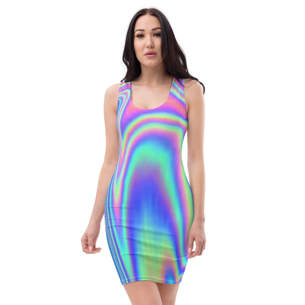 rainbow metallic dress Women's All-Over Printed Melt Dress - Metallic Groove