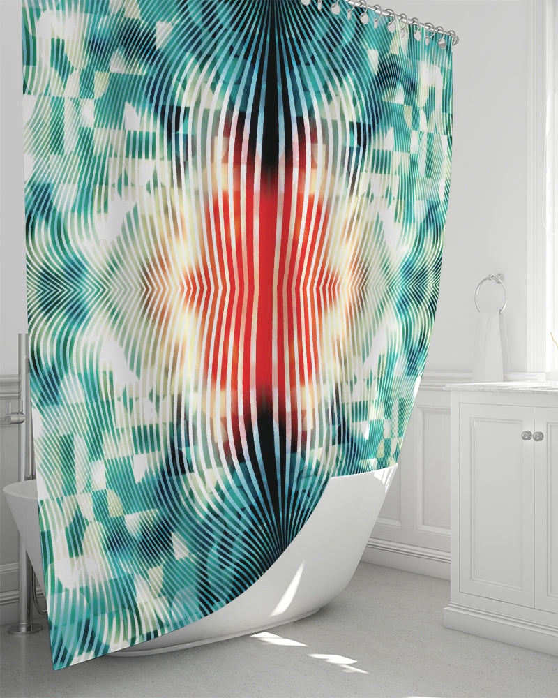 Blue & Red Tie-Dye Swirl Shower Curtain 72"x72"-home goods-Digital Rawness
