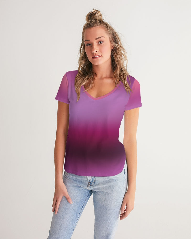 Palm Fade Women's V Neck Shirt-cloth-Digital Rawness