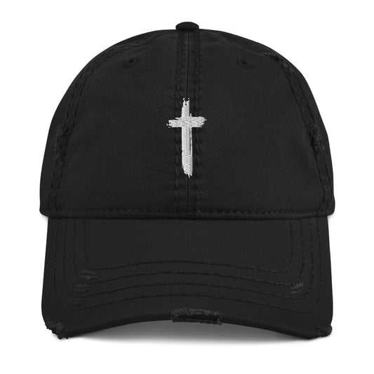 Front view of Christian Cross Distressed Dad Hat