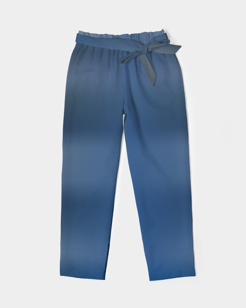 Shaded Blue Women's Belted Tapered Pants-cloth-Digital Rawness