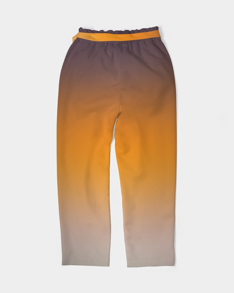 Smokey Orange Women's Belted Tapered Pants-cloth-Digital Rawness