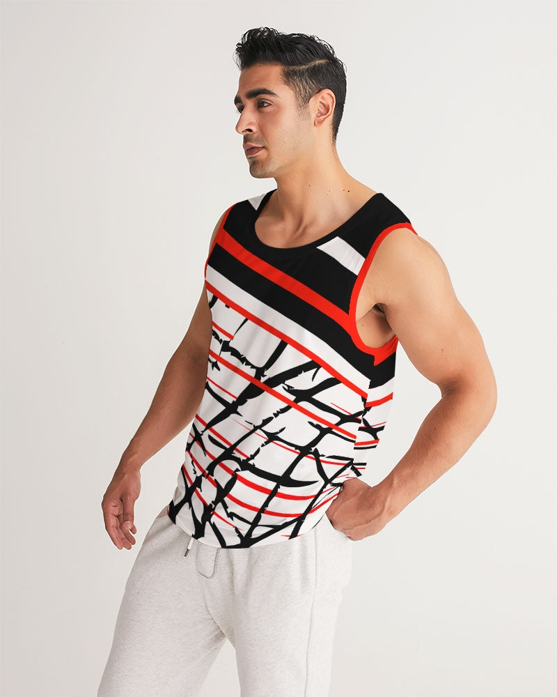 Red Striped Out Men's Tank Shirt-cloth-Digital Rawness