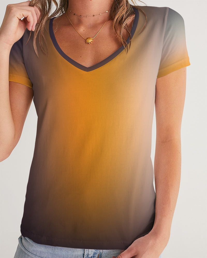 Smokey Orange Women's V Neck Shirt-Digital Rawness
