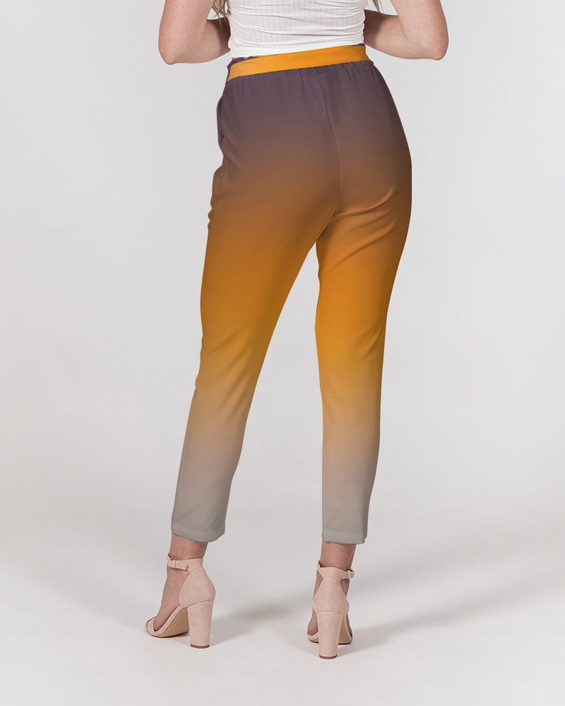 Smokey Orange Women's Belted Tapered Pants-cloth-Digital Rawness