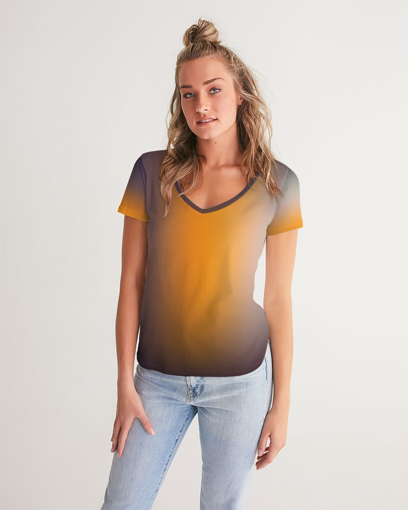 Smokey Orange Women's V Neck Shirt-cloth-Digital Rawness