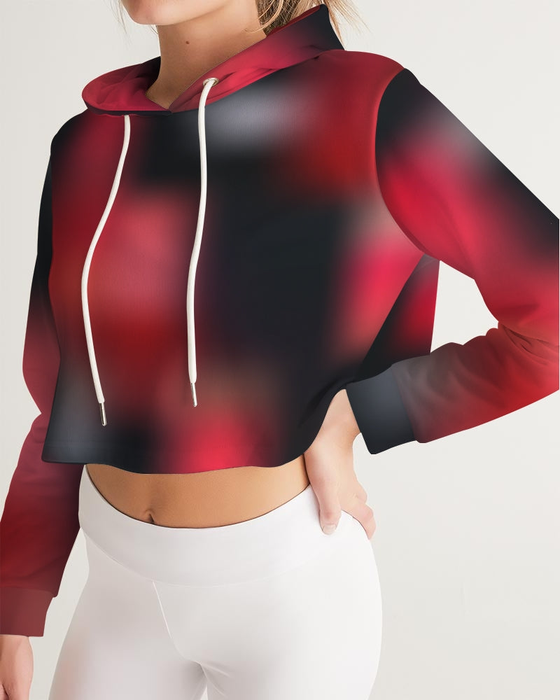 Red Women's Cropped Hoodie-cloth-Digital Rawness