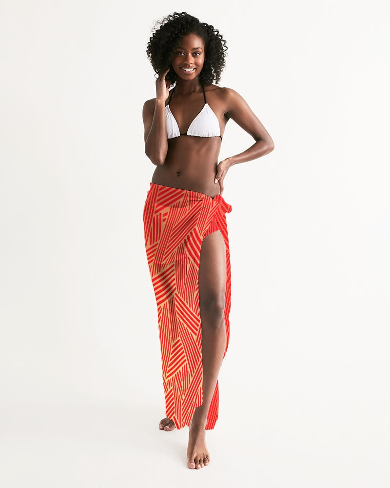 Red Pow Women s Swimsuit Sarong Wrap Digital Rawness