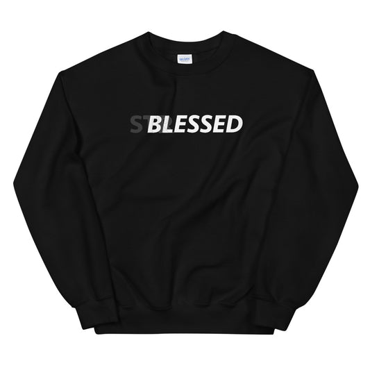 Blessed Not Stressed Unisex Black Christian Sweatshirt-Digital Rawness