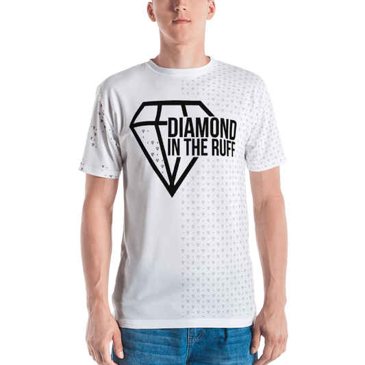 Men's Diamond in The Ruff White Tee Shirt-Graphic Tee-Digital Rawness