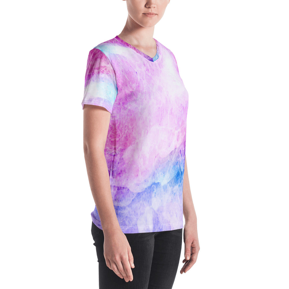 Tie Dye Women's V Neck Shirt-Casualwear-Digital Rawness
