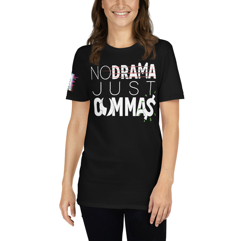 No Drama, Just COMMA$ Unisex Black Graphic T-Shirt-Shirts & Tops-Digital Rawness