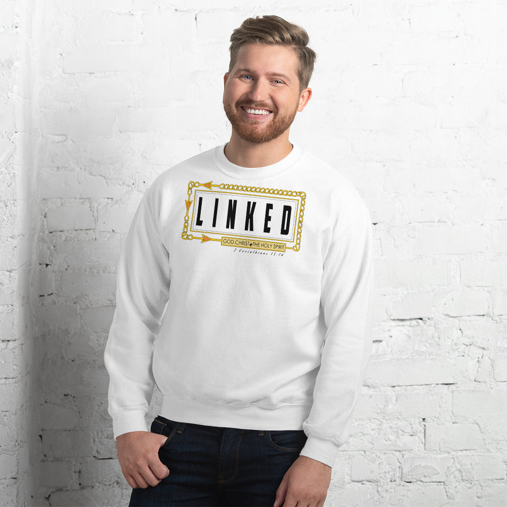 Linked | Holy Trinity - 2 Corinthians 13:14 Unisex Crewneck Christian Sweatshirt-Digital Rawness